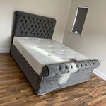 Sleigh Bed – A Statement of Luxury & Timeless Comfort (grey)