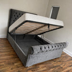 Sleigh Bed – A Statement of Luxury & Timeless Comfort (grey)