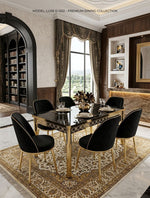 Luxury Black & Gold Marble Dining Table Set (6-Seater)