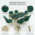 Modern Green Dining Table Set (6-Seater)