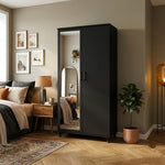 Moderner 2-türiger Schlafzimmerschrank mit Ganzkörperspiegel & Stauraum