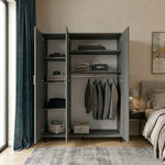 Moderner 3-türiger Kleiderschrank mit Ganzkörperspiegel für das Schlafzimmer