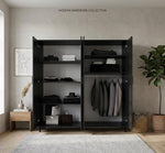 Premium 4-Door Modern Wardrobe  with Dual Mirror Panels – & Multi-Functional Storage