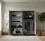Premium 4-Door Modern Wardrobe  with Dual Mirror Panels – & Multi-Functional Storage