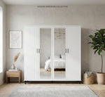 Premium 4-Door Modern Wardrobe  with Dual Mirror Panels – & Multi-Functional Storage