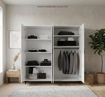 Premium 4-Door Modern Wardrobe  with Dual Mirror Panels – & Multi-Functional Storage