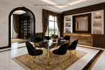 Luxury Black & Gold Marble Dining Table Set (6-Seater)